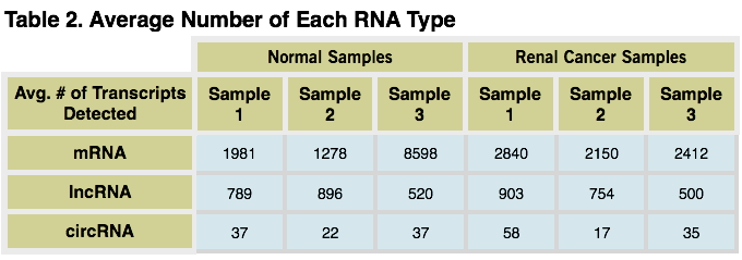 RNA type table